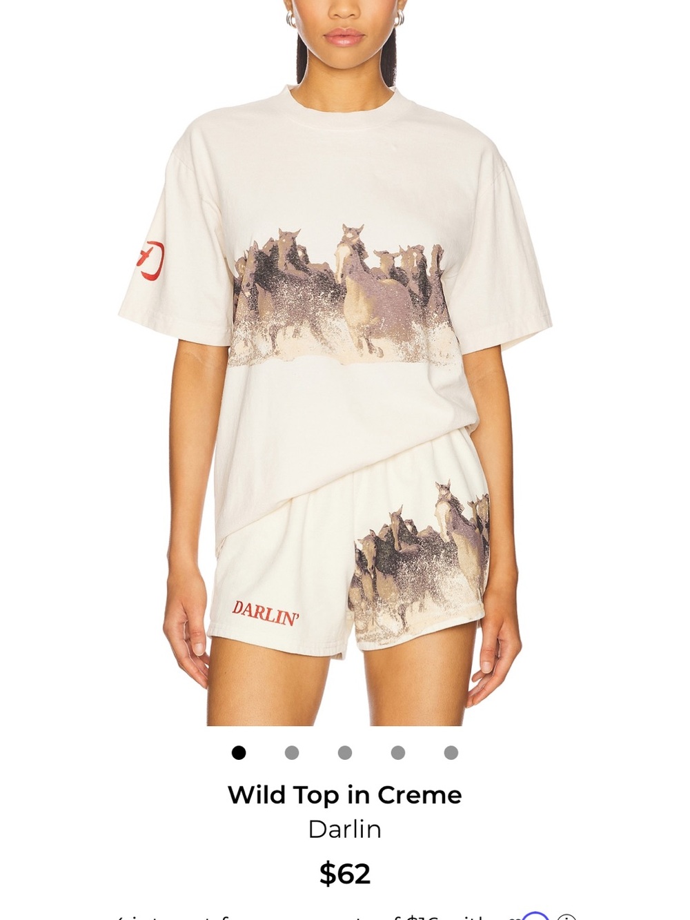 Darlin Creme Horse Graphic Tee and Matching Shorts